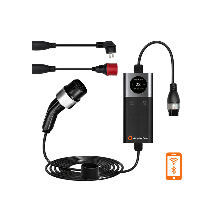 Portable Charger Q22 PRO (32A, Type 2, 22kW) + 2x Adapters