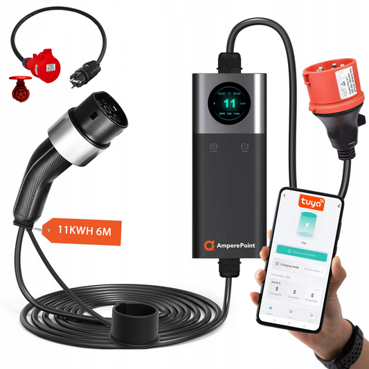 Portable Charger Q11 -  16A, 11kW, Type 2 + Adapter CEE16A-Schuko