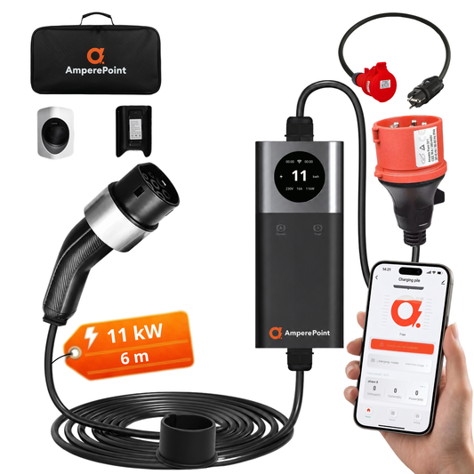 Portable Charger Q11 (16A, Type 2, 11kW) + Adapter CEE16A-Schuko