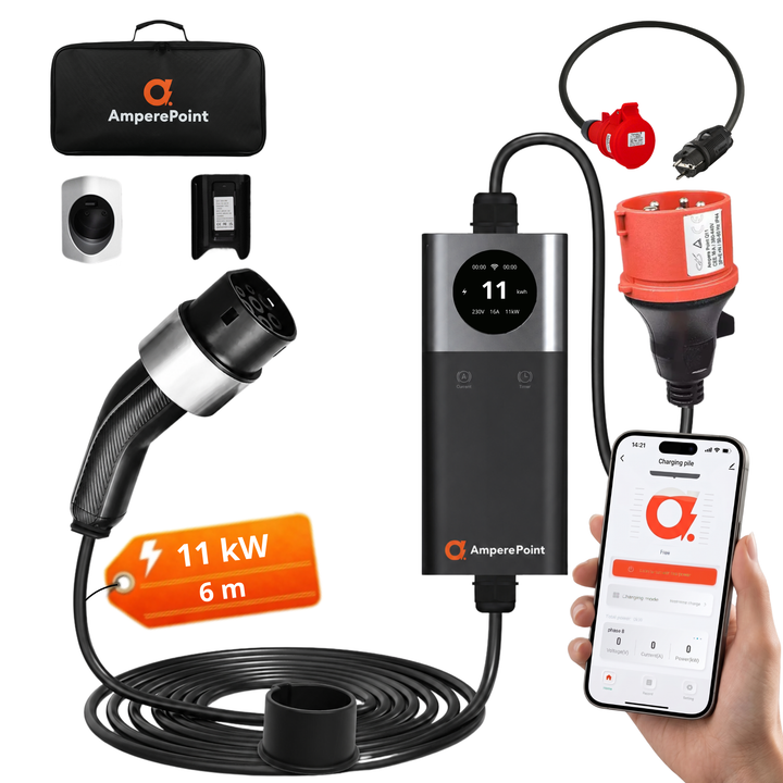 Преносимо зарядно Q11 (16A, Тип 2, 11kW) + Адаптер CEE16A-Шуко