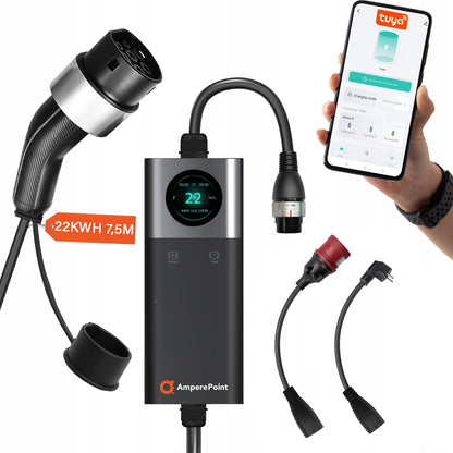 Портативний зарядний пристрій Q22 PRO (32А, Тип 2, 22кВт) + 2 адаптери