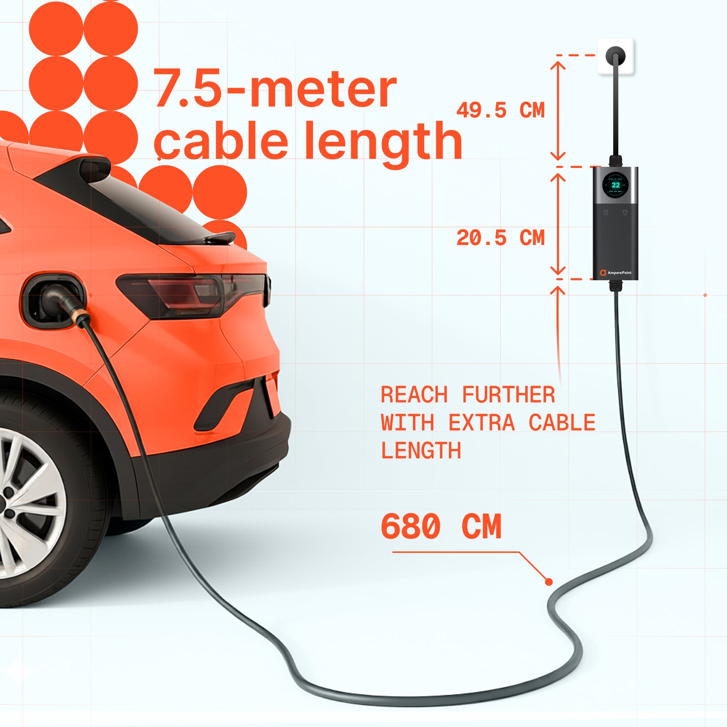 Portable Charger Q37 (16A, Type 2, 3.7kW) WiFI, 7,5 meters