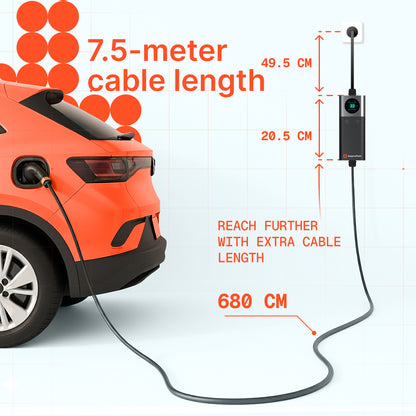 Portable Charger Q37 (16A, Type 2, 3.7kW) WiFI, 7,5 meters