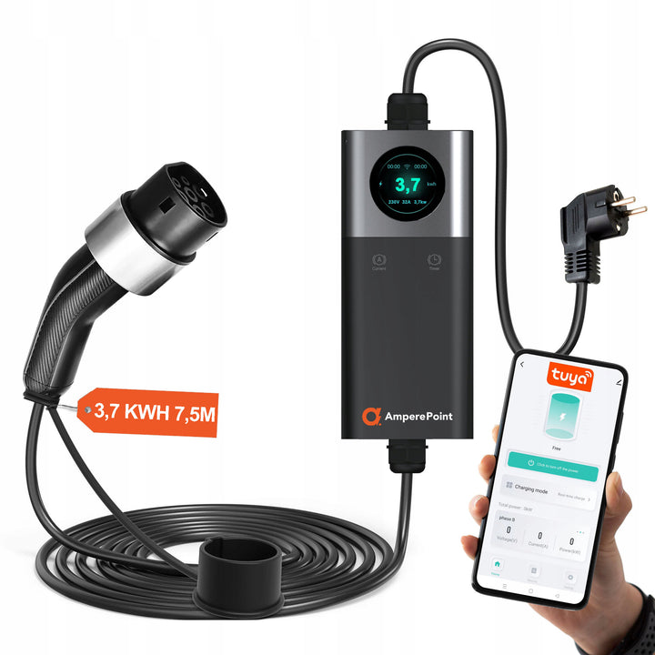 Încărcător portabil Q37 (16A, Tip 2, 3,7 kW) WiFi, 7,5 metri